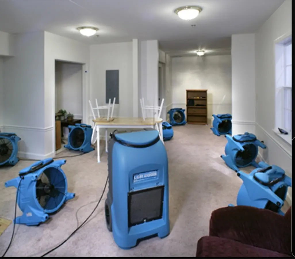 Air movers and dehumidifier setup for Water Extraction & Removal in Orting